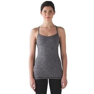LULULEMON Power Y Luon Tank in Heathered‎ Black-Size 8